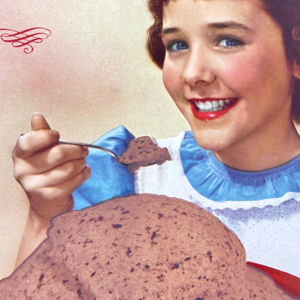 1950s Ice Cream Vintage Advertising Sign 20" Cardboard Girl Chocolate‎ Chip USA - Picture 7 of 10